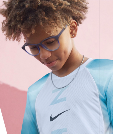 Child wearing Nike eyeglasses