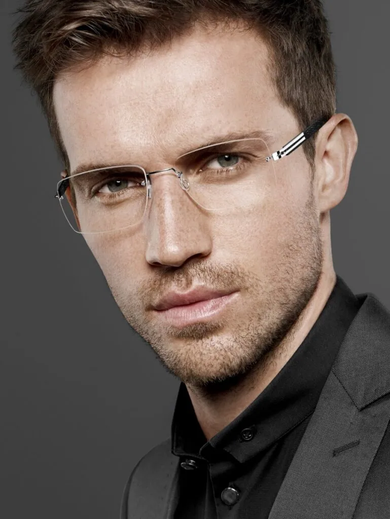 Man wearing rimless LINDBERG glasses